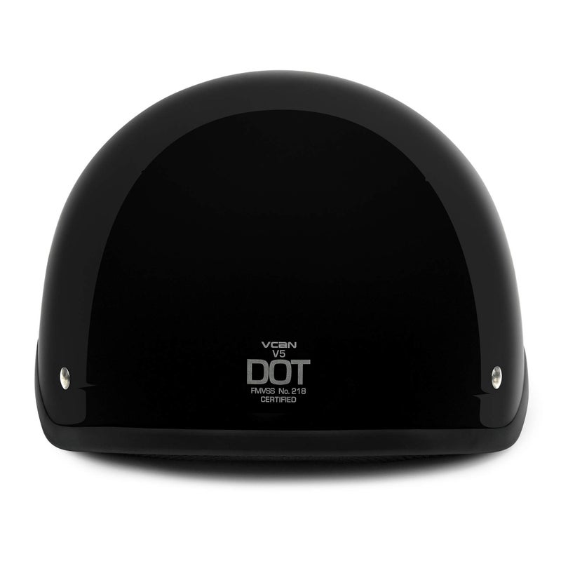 VCAN Unisex-Adult Size Cruiser Solid Gloss Black Half Face Motorcycle Helmet (Small) - Image 4
